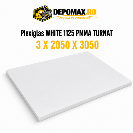 Plexiglas White 1125 PMMA turnat satinat 1 fata 3 x 2050 x 3050 mm